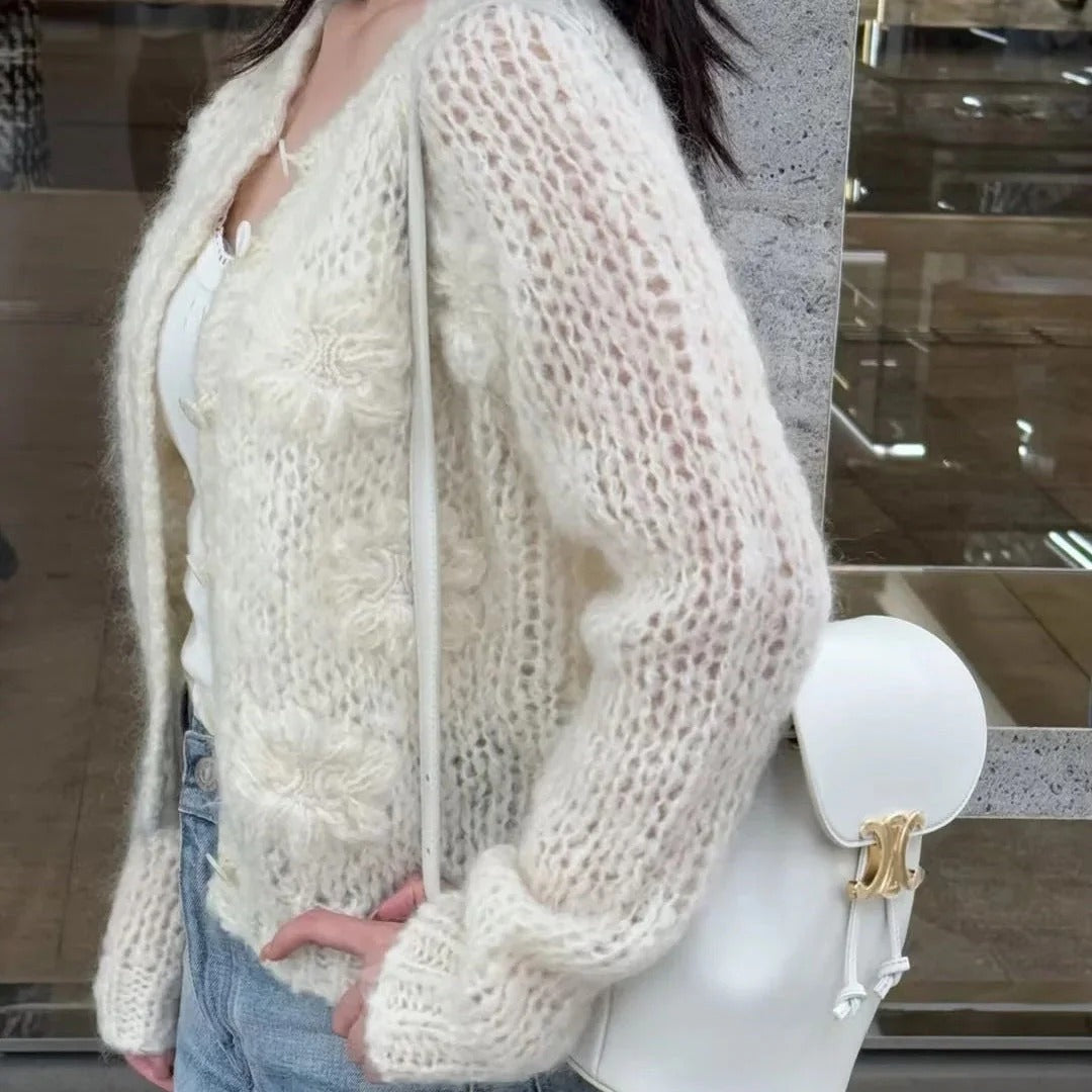 CELINE 25S CROCHET SLEEVE KNIT JACKET 0085