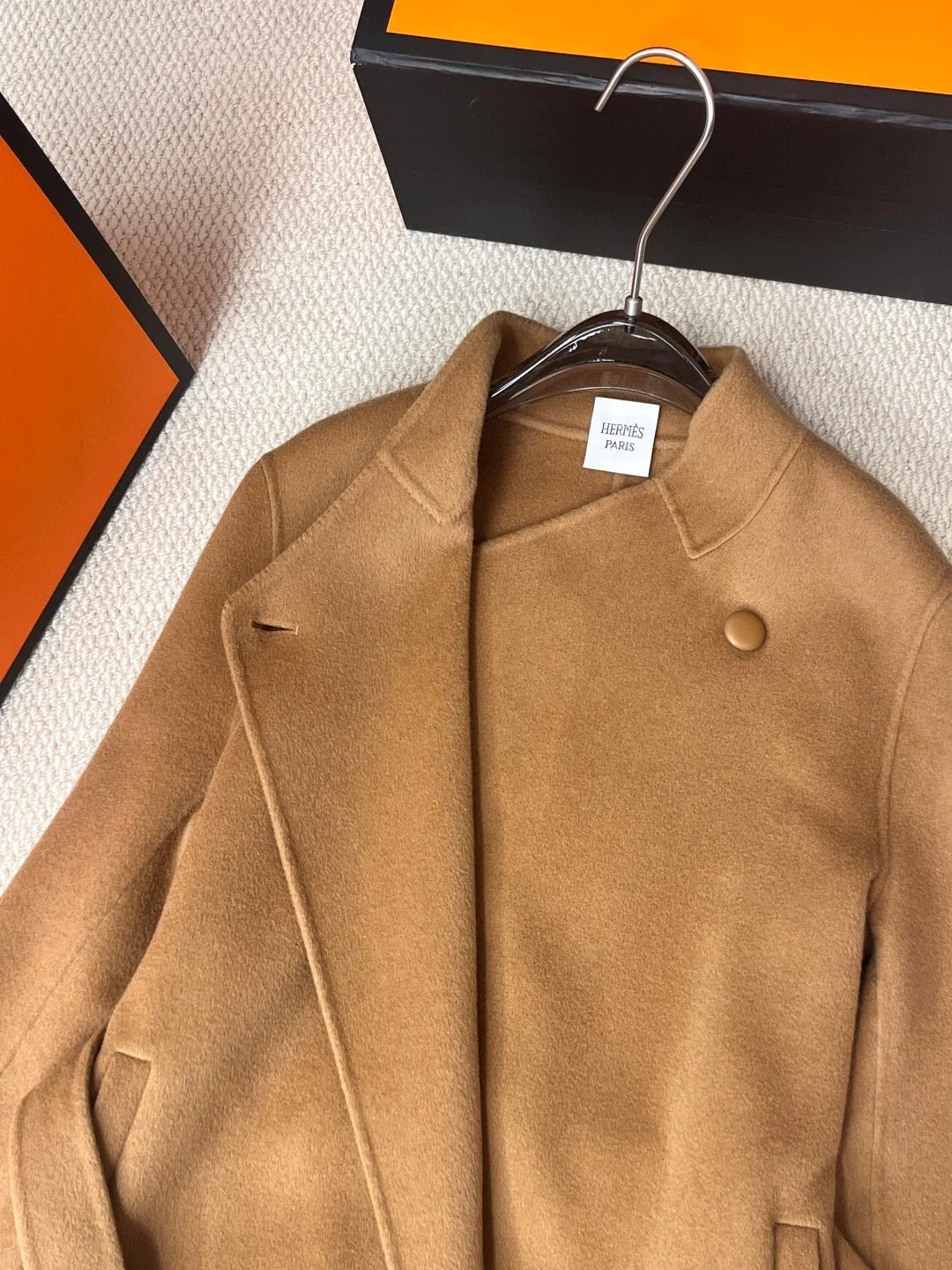 HERMES 25S STAND-COLLAR CASHMERE COAT 207