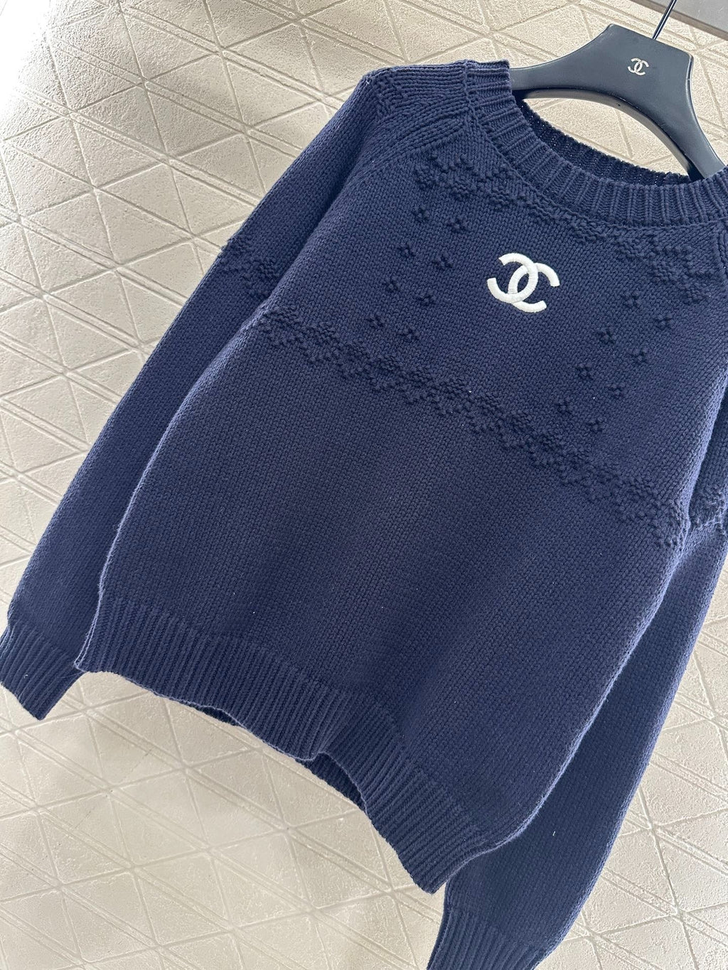 CHANEL 25S EMBROIDERED CROCHET SWEATER 348