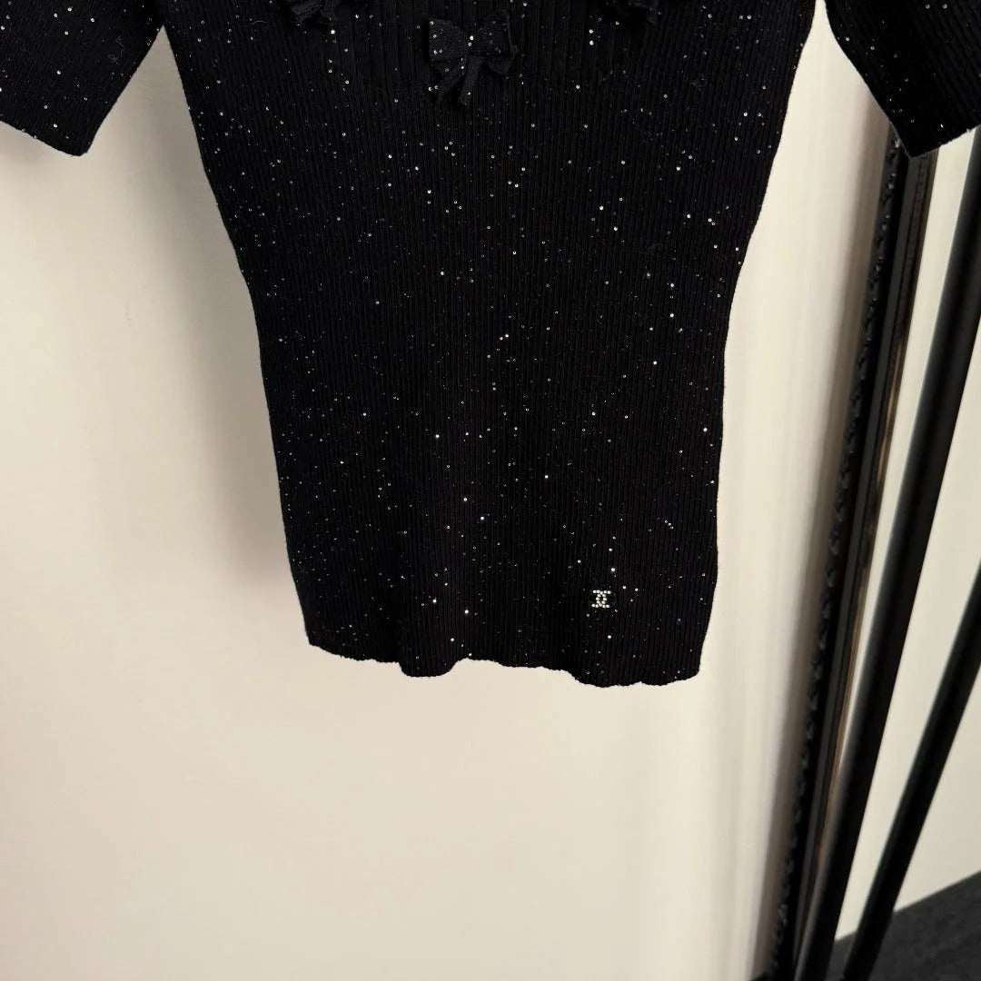 CHANEL 25S SHORT-SLEEVE PULLOVER SWEATER 339