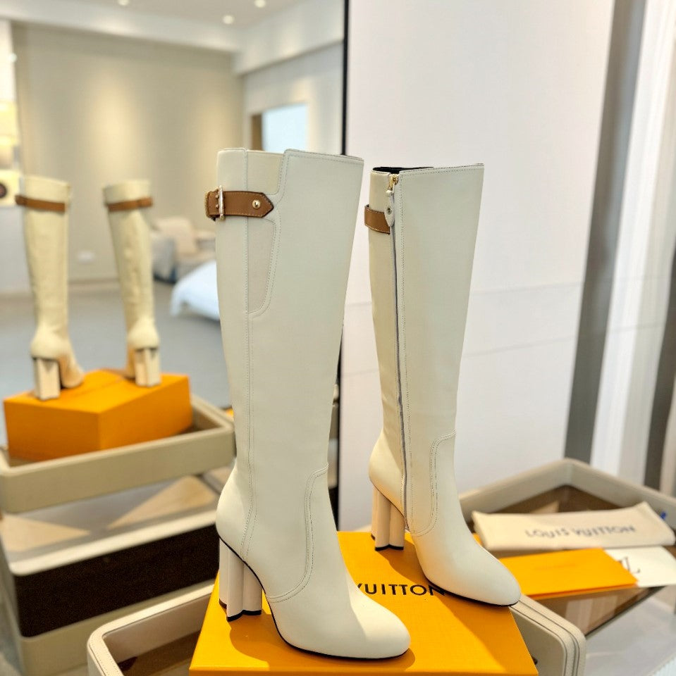 LV Donna High Boot 9.5 Cream Calfskin 573880