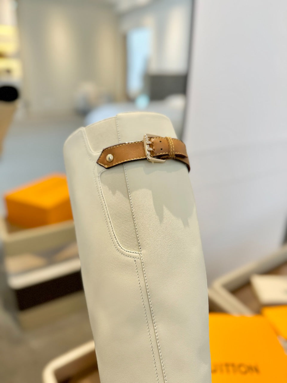 LV Donna High Boot 9.5 Cream Calfskin 573880