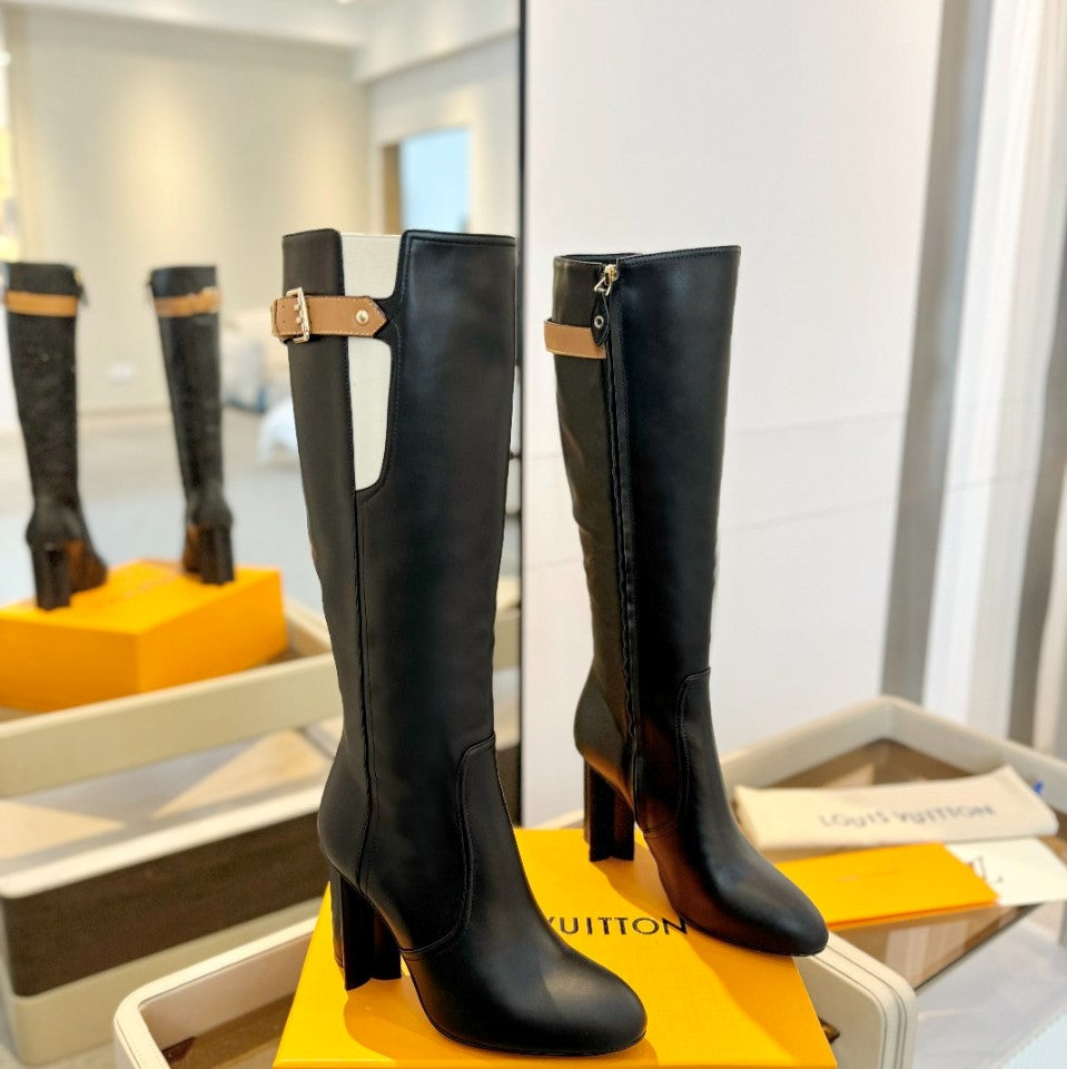 LV Donna High Boot 9.5 Black Calfskin 573879