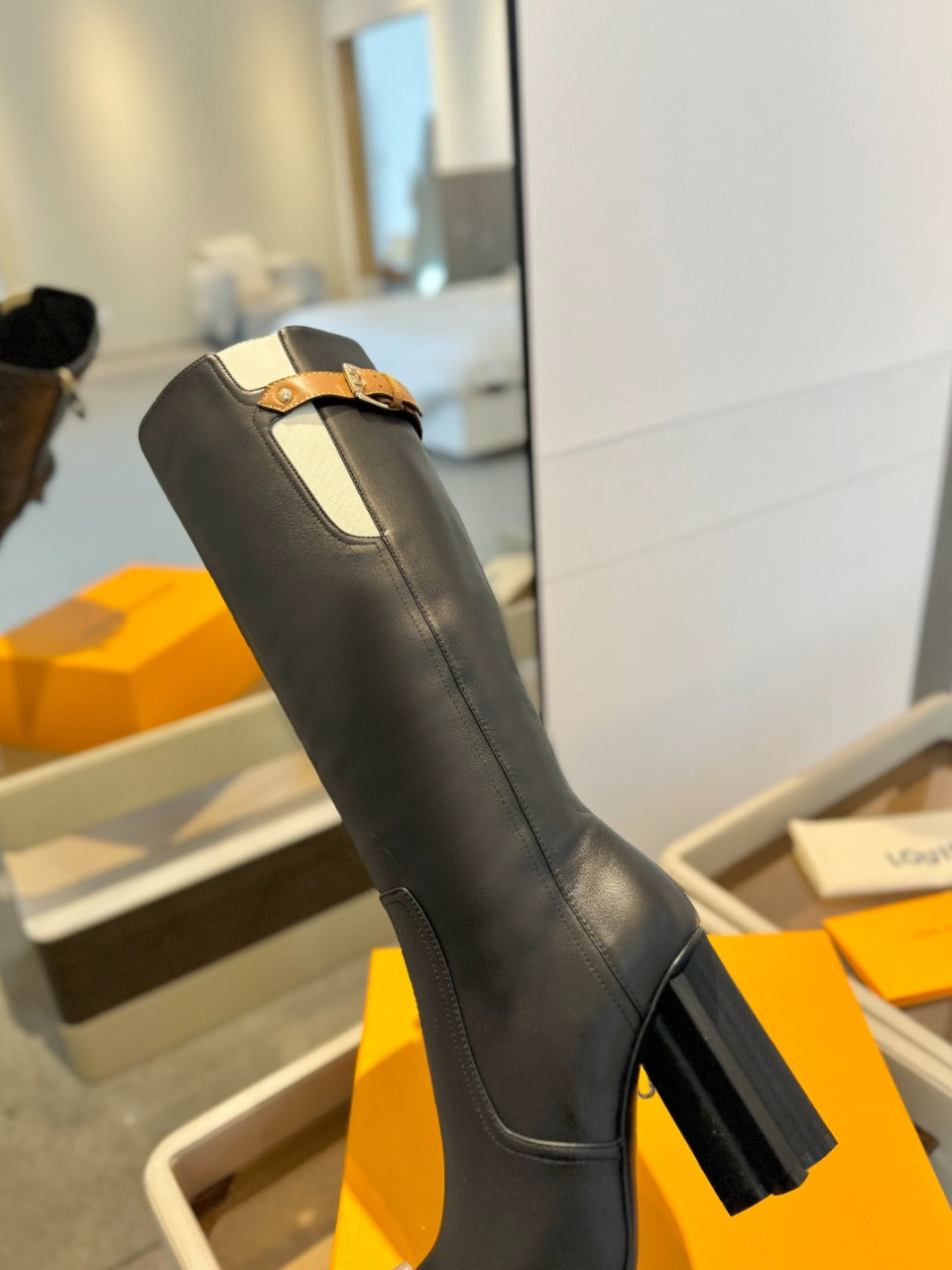 LV Donna High Boot 9.5 Black Calfskin 573879