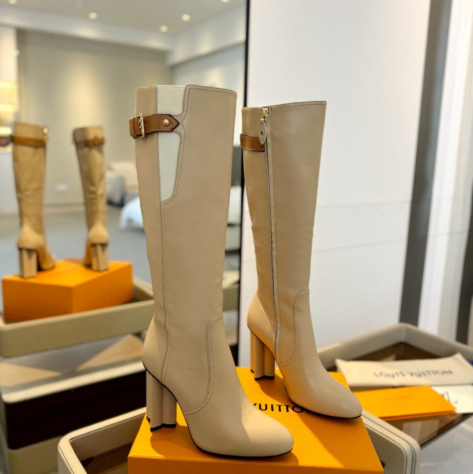 LV Donna High Boot 9.5 Beige Calfskin 573882