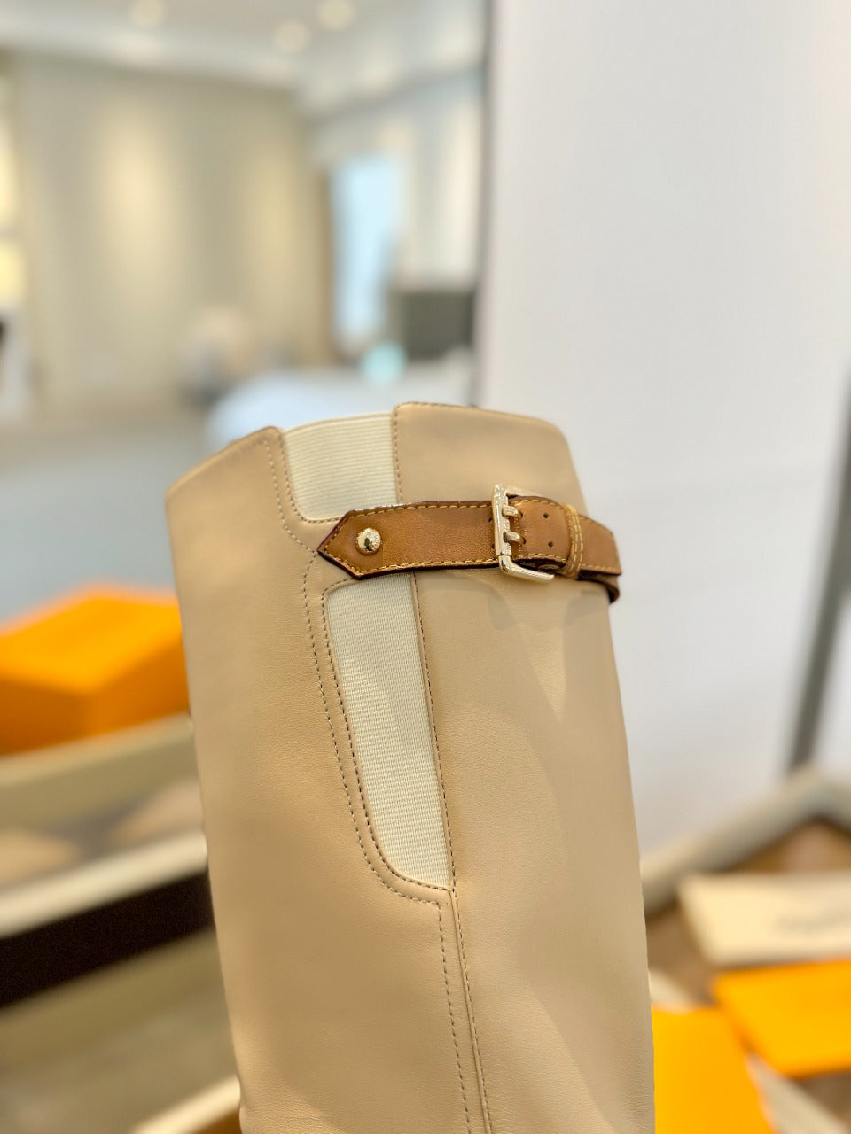 LV Donna High Boot 9.5 Beige Calfskin 573882